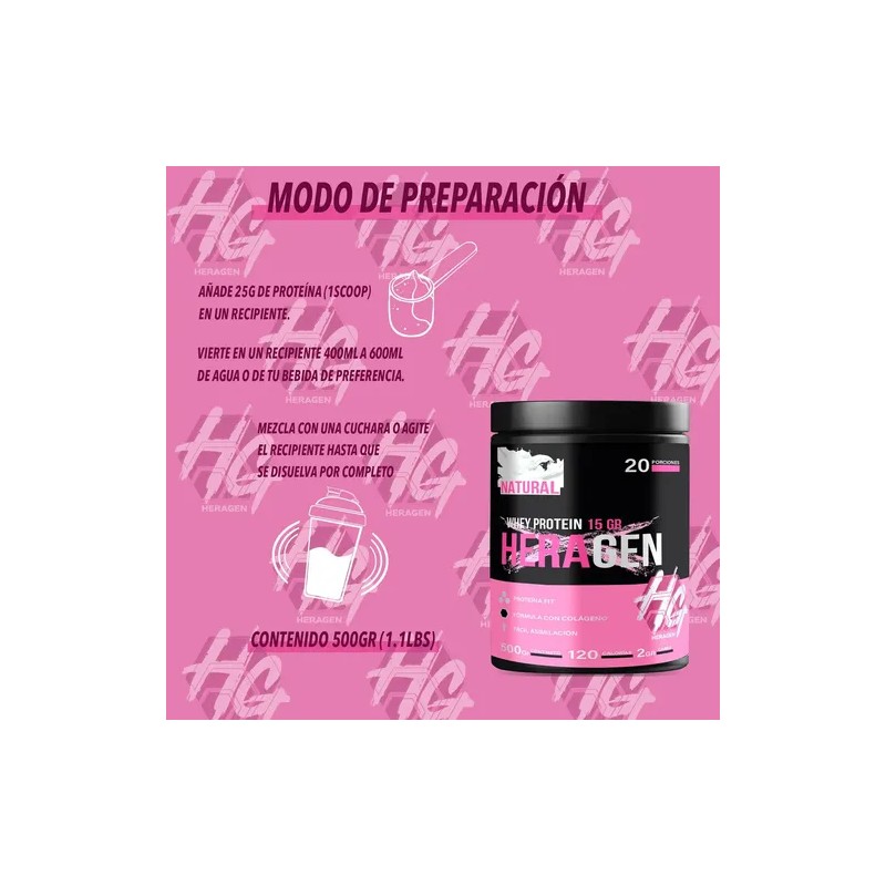 Suplemento En Polvo Heragen Whey Protein Sabor Natural X 500g