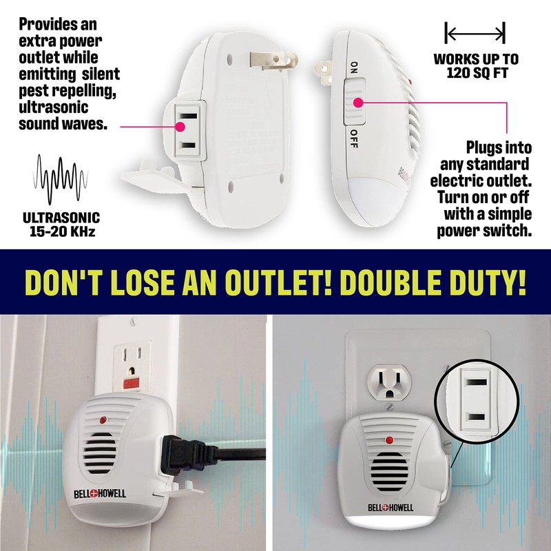Bell and Howell Ultrasonic Pest Repellers with Extra Outlet -