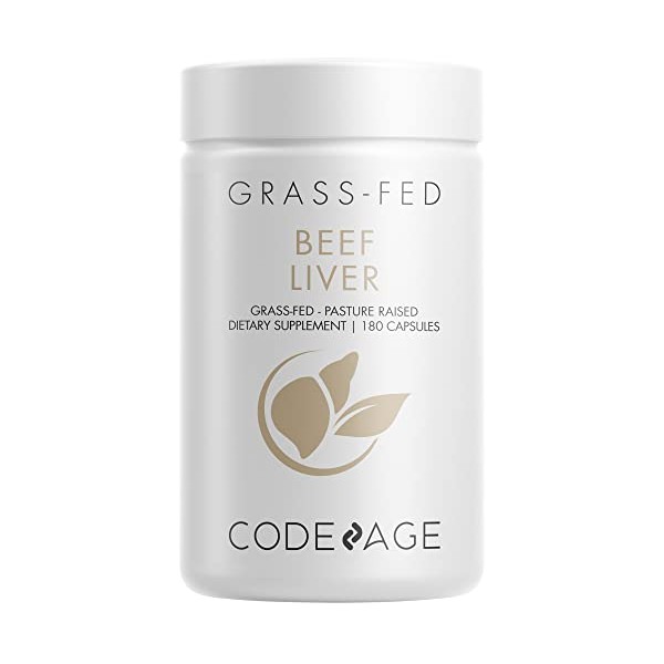 Codeage Grass Fed Beef Liver Supplement - Freeze Dried, Non-Defatted, Desiccated Beef Liver Glandulars Bovine Pills– Liver Health Foods Meat – Argentina Beef Vitamins For Liver - Non-GMO -180 Capsules