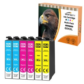 Starlet24 6 x 604XL Printer Cartridges Compatible with Epson 604 XL Colour for Expression Home XP-2200 XP-2205 XP-3200 XP-3205 XP-4200 XP-4205 Workforce WF2910DWF WF2930DWF WF2935DWF WF2950DWF