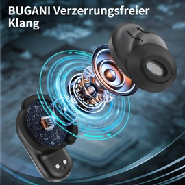 BUGANI Wireless Earbuds, In Ear Headphones, Earbuds Wireless Noise Cancelling, Bluetooth Earphones 5.3, Bluetooth Headphones, 24h Playtime, IPX6 Waterproof, Fast Charge, Running Sports Work (Black)