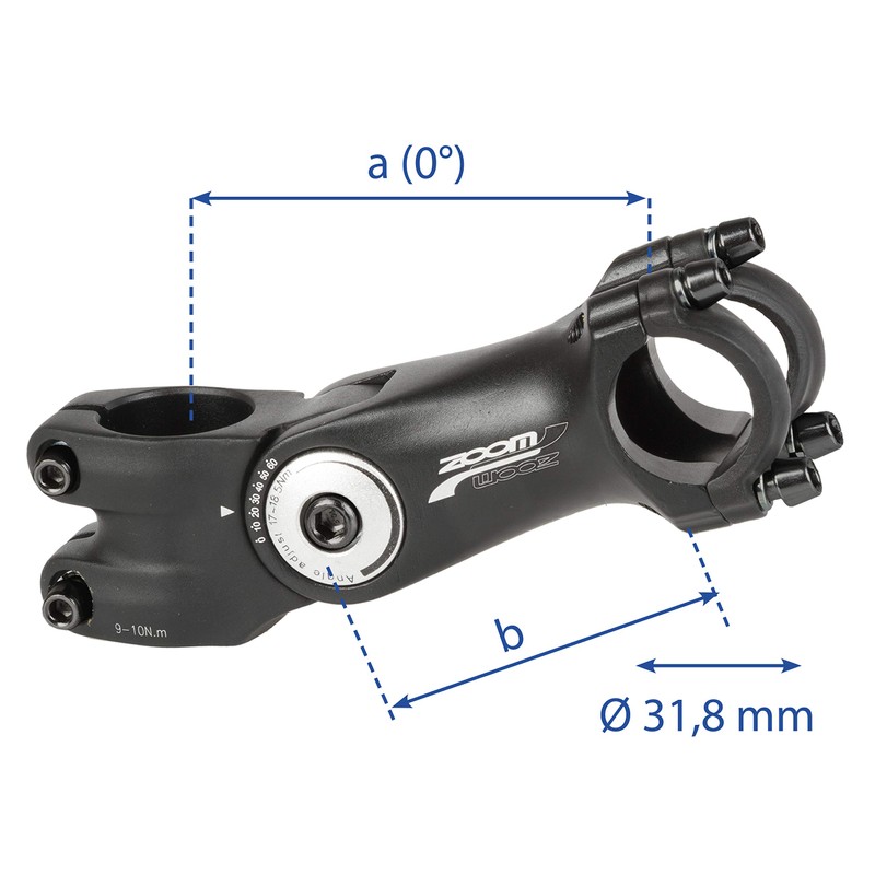 Zoom Adjustable Stem Ahead - Black, 125/90 mm