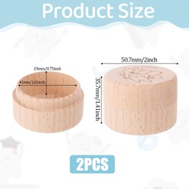 ZEYIYER 2 PCS Tooth Fairy Box, Tooth Fairy Tooth Holder, Tooth Container for Lost Teeth for Kids, Wooden Toothes Boxes Cute Carved Toothes Fairy Container, Keepsake Case for Storage Teeth