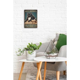 Kitty Biscuits We Knead Em You Need Em Retro Metal Tin Sign Vintage Sign For Best Friend Lovers Kitchen Restroom Thanksgiving Christmas Decor 5.5x8 inch