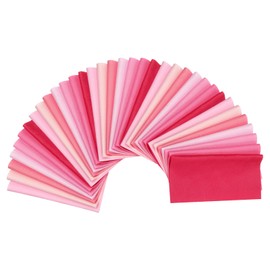 PATIKIL Cotton Fabric Bundles, 35 Pcs 4 x 4 Inch Fat Quarter Solid Color Precut Fabric Squares for Sewing Patchwork Quilting DIY Crafts, Pink