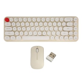 Wireless Keyboard Mouse Combo Mini Portable Retro Silent 2.4G Wireless 68 Keys Office Keyboard Mouse Set Beige