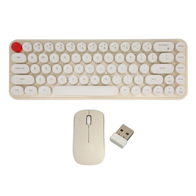 Wireless Keyboard Mouse Combo Mini Portable Retro Silent 2.4G Wireless