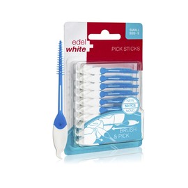 edel+white Pick Sticks Small in Travel Box Pack of 50 I Plastic Toothpicks I Interdental Brushes for Thorough Teeth Cleaning I Interdental Brushes
