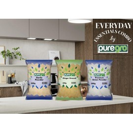 Puregro Everyday Essential Spices Combo Pack | 300g Each | Garlic Powder, Onion Powder, Ground Ginger | Premium Quality | Gourmet Spices.