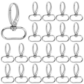 Pack of 20 Carabiner Hook Key Chains, 25 mm Carabiner Hook with Swivel, 360° Rotatable Key Fob D-Rings, Metal Key Fob Carabiner Hook for Bag Accessories, DIY Lanyard Crafts