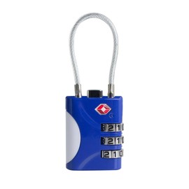 UP Security TSA Approved Locks for Luggage, Small Combo Lock with Code, Travel Padlock with Cable, TSA 007 Lock for Suitcase, Locker, Gym, Cabinet, Gun Case, Backpack, Zipper Locks for Travel (Blue)