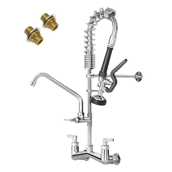FAUAID Commercial Sink Faucet with Sprayer 25" Height 8" Adjustable