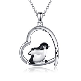 VENACOLY Penguin Chain 925 Sterling Silver Penguin Pendant Necklace Penguin Jewellery Gift for Women, Sterling Silver, No Gemstone
