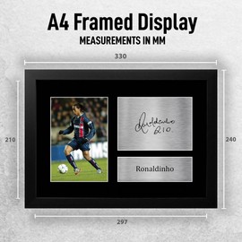 HWC Trading FR A4 Ronaldinho PSG Gifts Printed Signed Autograph Picture for Football Fans and Supporters - A4 Framed