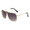 Metal Luxury Classic Retro Square Aviator Sunglasses (Rose Gold Metallic