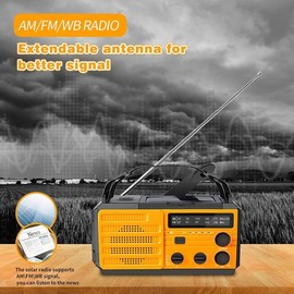 Winnes Solarbetriebenes Kurbelradio 8000 mAh, tragbares Notfallradio AM/FM mit wiederaufladbarem Akku, LED-Taschenlampe, SOS-Alarm und Generator mit Kurbel, ideal für Camping