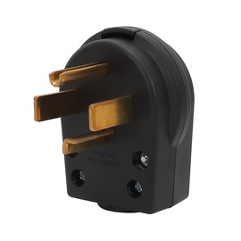 Nema 14-30P 30 Amp 125/250 Volt Angle Plug, 3 Pole 3 Wire Grounding Straight Blade for Dryer and Ranges, Works with Cable OD Max. 1.06 Inch