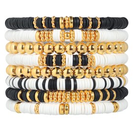 Lorenleya Heishi Beaded Bracelets For Women Polymer Clay Colorful Surfer Stackable Beads Boho Bracelet Summer Beach Jewelry Set