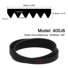 sourcing map 400J6 PJ V-Ribbed Belt 6 Ribs 40" Length x 0.55" Width, EPDM Poly V Belt