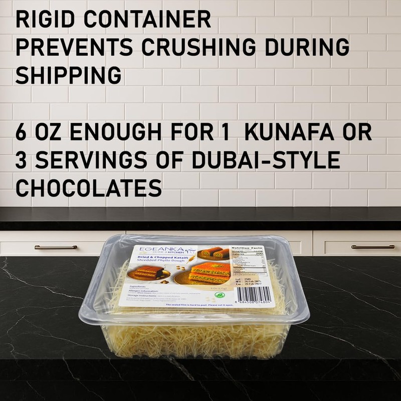 Egeanka Kataifi Shredded Phyllo Dough for Kunafa, Dubai Chocolate, and