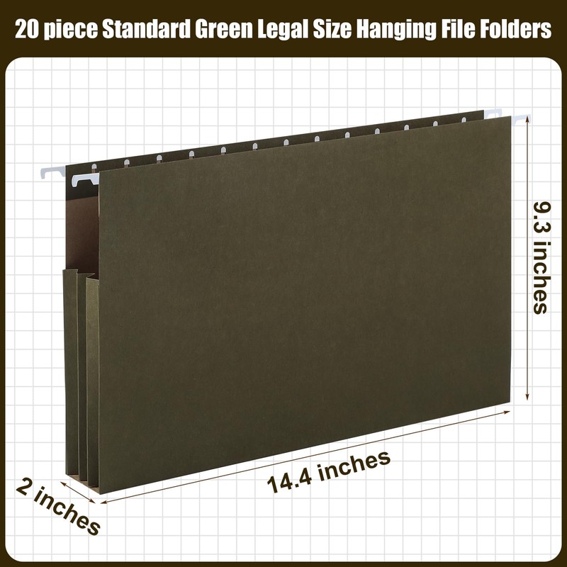 Resholder 20 Pack Extra Capacity Hanging File Folders with Tabs