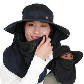 Leaf88 Sun Hat, Women's, Farming Work, Gardening, Men's, UV Protection, Black