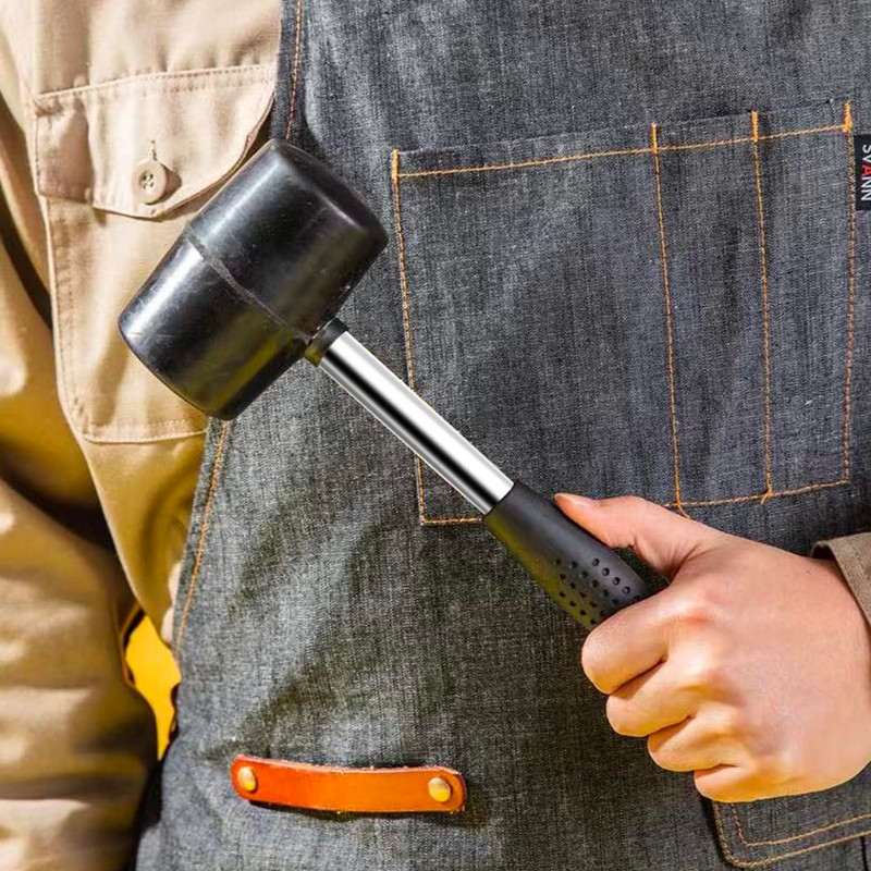 16oz Rubber Mallet with Steel Shaft - Heavy Duty Hand