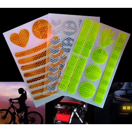 47 pcs Reflective Stickers for Helmet Bicycle, Bike reflectors, Reflective Stickers for Hard Surfaces Motorcycle, Helmets, Bicycles, Strollers, Wheelchairs (3 Pack, 6.7 x 4.1 Inches)