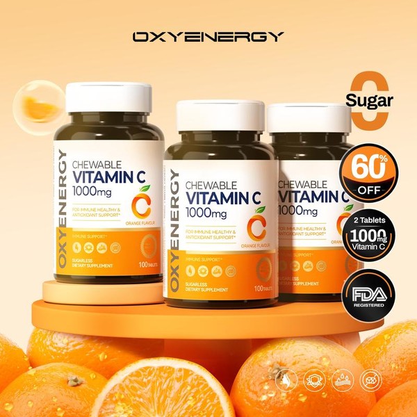 Oxyenergy Chewable Vitamin C,for Immunity Enhancement,Pigmentation Prevention,Antoxidant Support,1000mg High-Content,100 tablets/bottle:_3