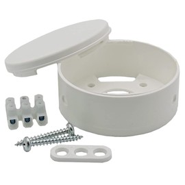 Junction Box White with 3-Pin Lustre Terminal and Accessories Diameter 70 x 32 mm Surface-Mounted Box Canopy Ceiling Socket