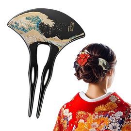 Lacquered Japan Kanzashi Hair Stick – Wave Design | Traditional Japanese Hair Accessory | Made in Japan