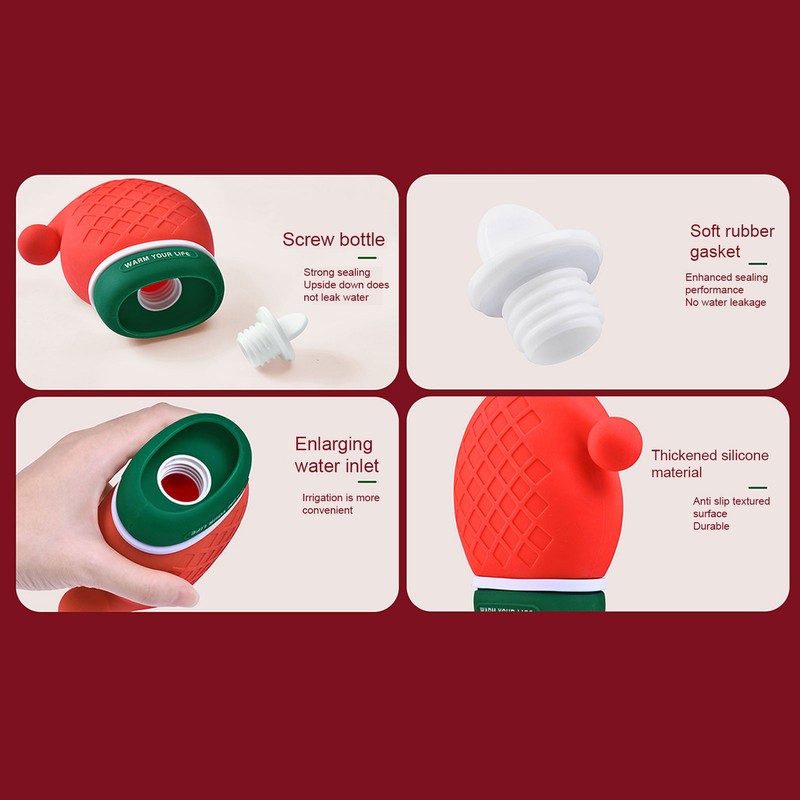 Silicone Hand Warmer Water Leakage Resistance Scaldproof Christmas Hat Gloves
