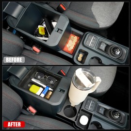 Mabett Center Console Storage Organizer and Dual Cup Holder for Ford Maverick 2022-2025 Accessories, with Door Handle Storage Organizer, Center Console Armrest Organizer Set Fit Maverick (7PCS)