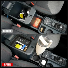 Mabett Center Console Storage Organizer and Dual Cup Holder for Ford Maverick 2022-2025 Accessories, with Door Handle Storage Organizer, Center Console Armrest Organizer Set Fit Maverick (7PCS)