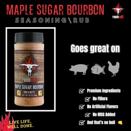 Delightfully Sweet & Smoky Maple Bourbon BBQ Seasoning Rub – Rich Gourmet Maple Sugar Flavor That Elevates Pork, Ribs, Ham, Bacon, Chops & Butts – Runnin’ Wild Foods, 10.7oz