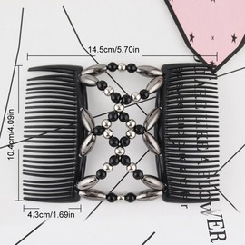 Pack of 2 Hair Combs for Clips, Hair Clips, Women, Fashionable Stretchy Hair Clip for Thick or Fine Hair, Durable Double Hair Comb Beads for Women Girls Hair Accessories DIY Hairstyle