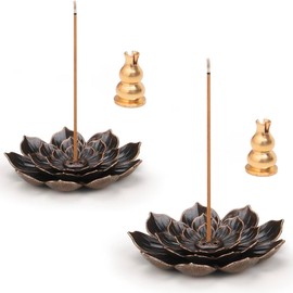 URFEEL Incense Holder, Lotus Incense Holder for Sticks with Ash Catcher and Gourd Portable Incense Burner Incense Stick Holder for Meditatation Yoga Home Decor, 2 Sets