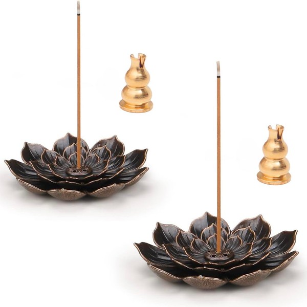 URFEEL Incense Holder, Lotus Incense Holder for Sticks with Ash