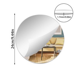 DARENYI 9.44" Round Wall Mirror Tile, Self Adhesive Non Glass Mirror Sticker Acrylic Mirror Sheet Disc High Clear Wall Mirror Circle Mirror Decorative Mirror for Bathroom, Bedroom, Door