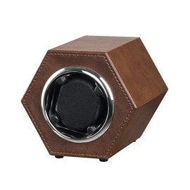 LINGFANSTORE Automatic Single Watch Winder with Quiet Japanese Motor,Premium Leather Exterior and Soft Flexible Watch Pillows for Men's and Women's Watches (Brown-147F)