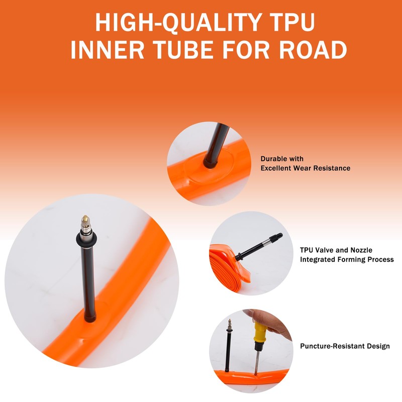 2 Pack 700C TPU Road Bike Inner Tube 23-32C with
