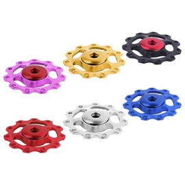 VOANZO 2 Pairs Bicycle Mountain Bike Guide Wheel Rear Adjustment Wheel Bearing Anode CNC Sprocket 11 Gear Flywheel Bicycle Accessories (Yellow)