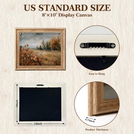 Framed Vintage Canvas Wall Art, Rustic Wildflower Meadow Landscape Painting 8x10, Autumn Countryside Nature Scene Prints, Farmhouse Rustic Wall Decor for Living Room, Bedroom, Bathroom