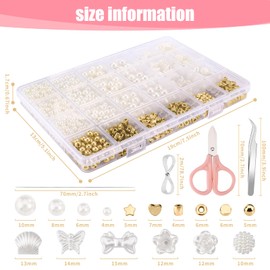 Draupnir White Bead Set, Bead Bracelets Make Yourself, White Beads for Threading Adults, DIY Bracelet Jewellery Making Kit Gifts for Girls for Christmas, Parties, Easter, Holidays