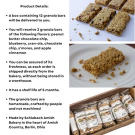Schlabach Amish Bakery Soft & Chewy Granola Bars, Case Pack of 12/2.8 oz. Bars (Variety Pack)