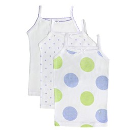 Feathers Girls Polkadot Print Tagless Cami Super Soft Undershirts (3/pack)