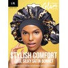 Donna Gorro Dormir Satén Sedoso Borde Elegante Ducha Mujer Grande Negro Rizado Tallas Cadena