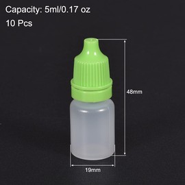uxcell Plastic Dropper Bottles, 5ml/0.17 oz Empty Squeezable Dropper Bottle with Cap, Green, Pack of 10