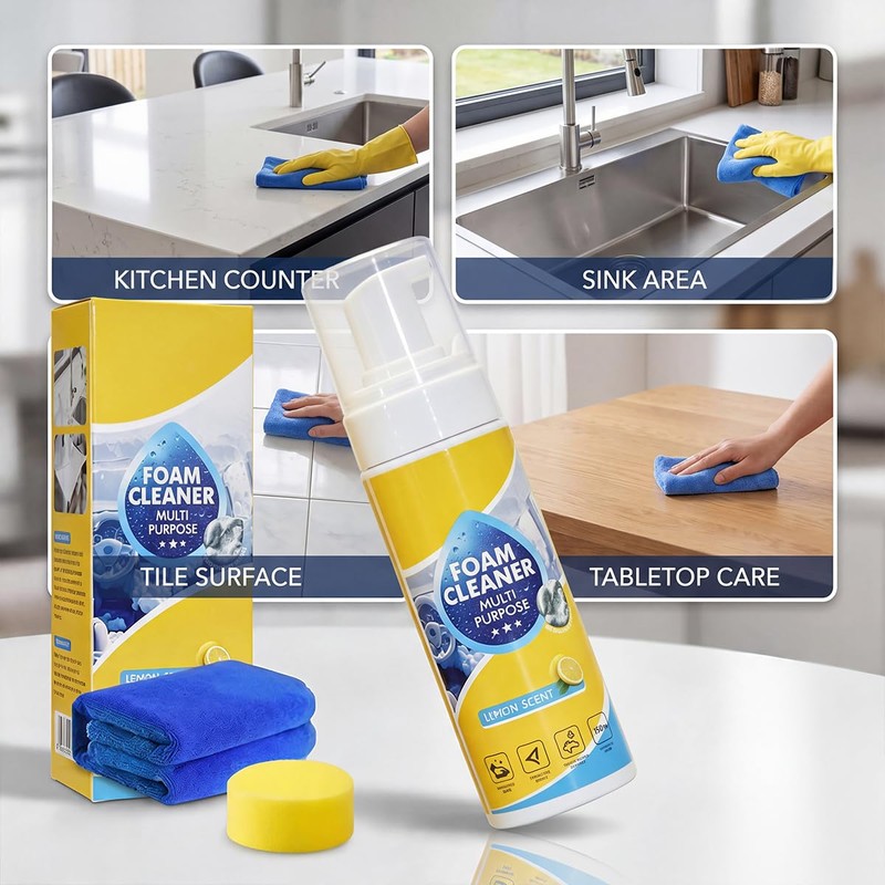4-in-1 Multi-Enzyme Foam Cleaner, New Foam No-Rinse Cleaner, All-Purpose Deep