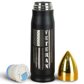 qchdln 17 OZ Veteran Bullet Tumbler with Lid - Ideal Gifts for Men Father's Day, Birthday, Veterans Day, Christmas - Perfect for Air Force, Navy, Army, Military & Veterans Cup